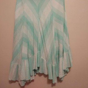 Urban Outfitters Lux Women Girl S Green Maxi Midi Long Skirt Uneven Ruffle Hem